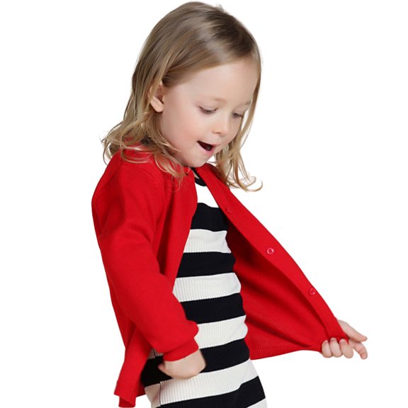 KYAIGUO Baby Girls Boys Crewneck Sweater Lightweight Button-Up Cardigan Coats Cotton Knit Sweater Casual Cute Outerwear for Toddler Kids 12M-7Y