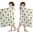 thumbnail image 4 of Green Highland Cow Flower Pattern Hooded Bath Towel，60"x35" for Ages 3 To 12 Kids, Quick Dry Lightweight Soft Microfiber Hood Beach Towel Cover Up for Kids, 4 of 7