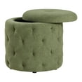 thumbnail image 3 of Erindale Round Storage Ottoman in Moss Green Fabric, 3 of 6