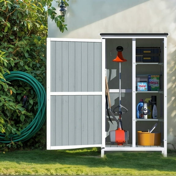 XCNENGY 54 Two-Tone Outdoor Storage Shed, Double-Compartment Garden Shed with Lockable Doors, Weather-Resistant Metal & Resin Design for Lawn Equipment, Tools, Backyard Organization