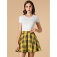 thumbnail image 3 of DARING DIVA Women's Plaid High Waist A-Line Flare Zip-Up Mini Skirt M Yellow, 3 of 6