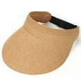 thumbnail image 2 of Womens Straw Hat, Brim Straw Visor for Women UV Protection Beach Cap, Ponytail Hole Cap Suitable for Beach, Boating, Golfing, Foldable Packable, UPF 50+, Khaki, 2 of 7