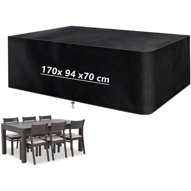 Funda protectora para muebles de jardín, OXFORD 210D Funda protectora OXFORD, para mesa y silla Muebles de exterior, 170 x 94 x 70cm Negro LingWen 8390614120600