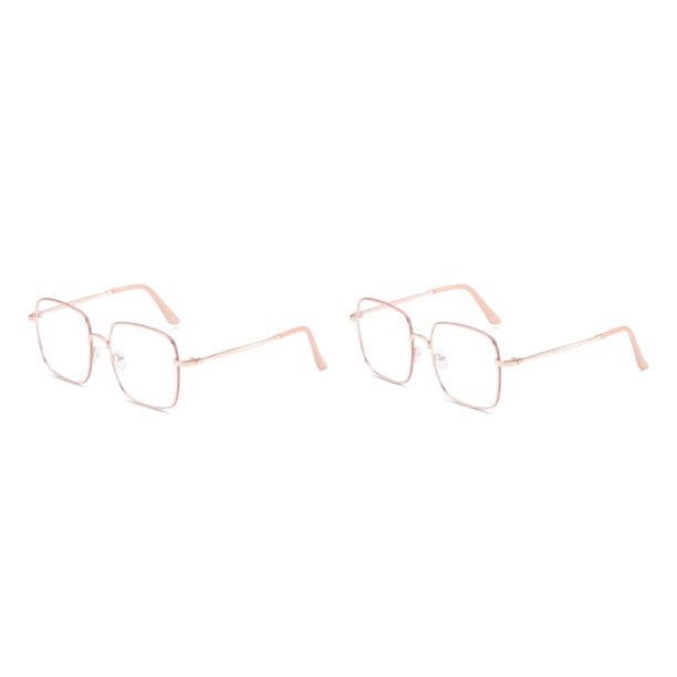 Minnieouse Gafas para miopía de Metal antiazul, gafas cuadradas transparentes para ordenador, gafas para hombre, estudiante, rosa 200, miopía Marco de oro rosa. miopía de 200 grados 2piezas