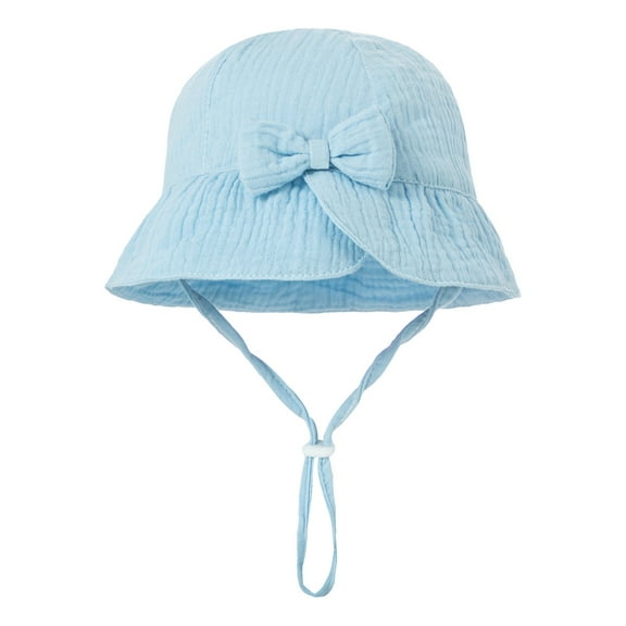 RUIG Fedora Hat Women Large Fit Baby Solid Color Cotton Bow Sun Hat Basin Hat 0 12 Months