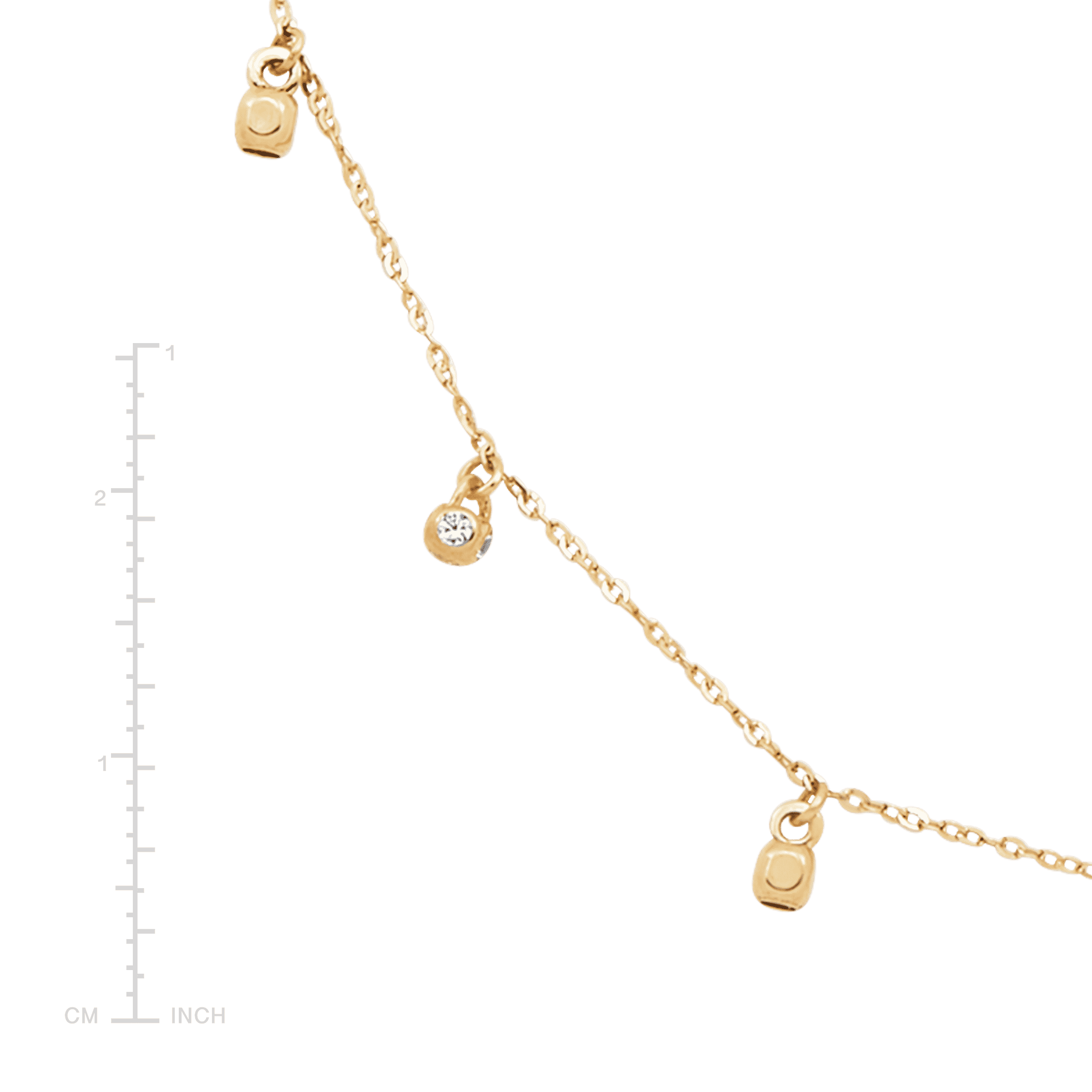 Women's Welry Multi Charm Drop Necklace with Cubic Zirconia in 14kt Yellow Gold, 18"