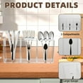 thumbnail image 4 of Transparent Utensil Holder for Kitchen Counter, Plastic Silverware Organizer Pen Holder for Desk, 3 Compartments Flatware Caddy for Knife Spoon Fork, 4 of 7
