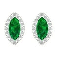 thumbnail image 3 of 14K Solid Gold Screw Back Stud Earrings for Women | 3.8 cttw Marquise Cut Simulated Emerald | White Gold, 3 of 5