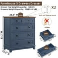 thumbnail image 2 of 2 Pack Vertical Dresser for Bedroom, Modern Wooden 5 Drawer Tall Dresser, Chest of Drawers, Storage Cabine Living Room Hallway, Blue, 2 of 5