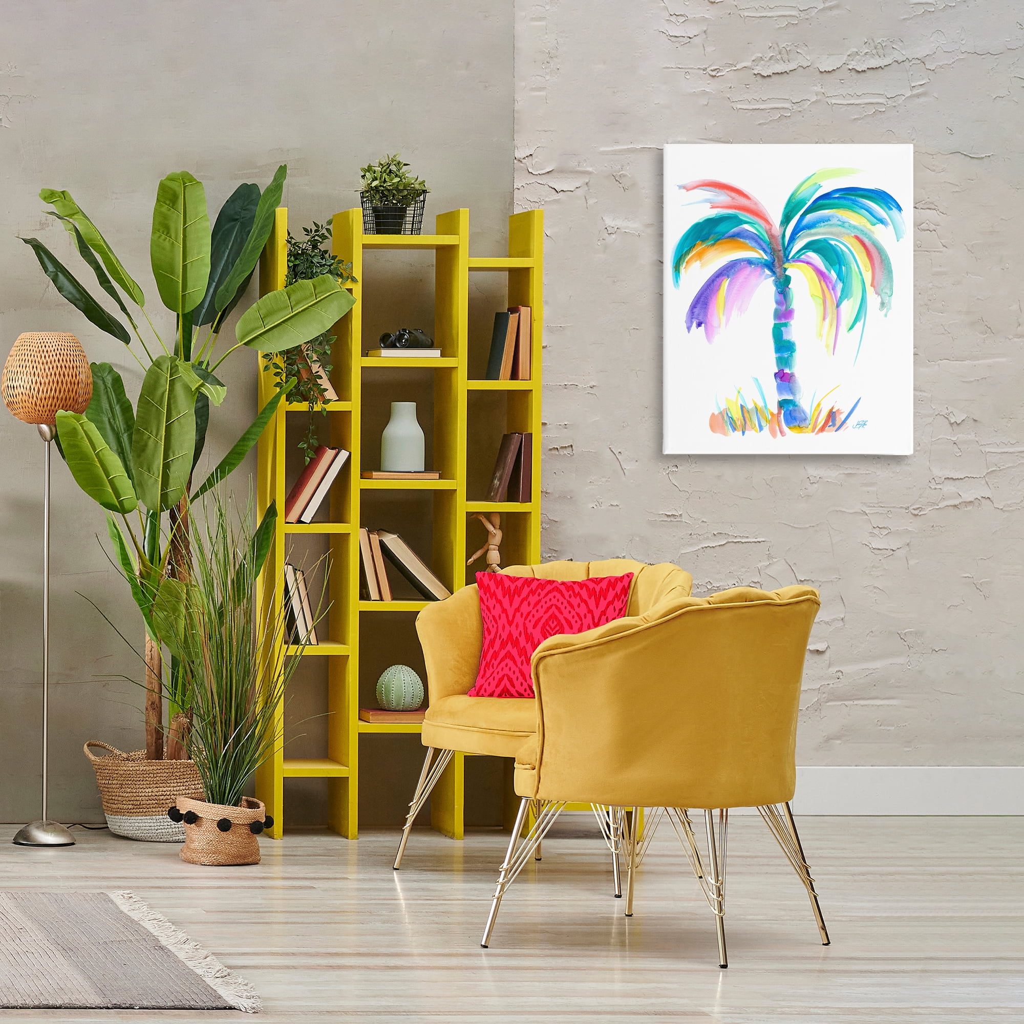 Stupell Industries Brushed Palm Tree Botanical & Floral Painting Gallery Wrapped Canvas Art Print Wall Art, 24 x 30