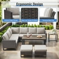 thumbnail image 3 of Bellefurn Outdoor Patio Conversation Set,7 Piece Wicker Outdoor Furniture Set with Swivel Glider Chair Set of 2,Sectional Sofa ,Coffee Table and Ottomans for Porch Balcony Garden Deck Yard, 3 of 13