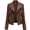 Coffee, variant on Women Casual PU Leather Jacket Tops Long Sleeve Trucker Coat Outerwear Girls Fashion Slim Outercoat, Brown
