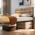 thumbnail image 5 of Lifezone Full Bed Frame with Rustic Vintage Wood Headboard and Footboard,Metal Support,Rustic Brown, 5 of 7