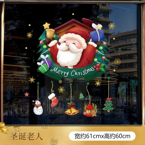 Calcomanías de Año Nuevo para decoración de ventanas y paredes, decoración navideña para el hogar, fiesta de Navidad, regalos de Navidad, 2023