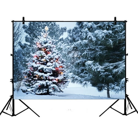 Ykcg 7x5ft Snow Covered Christmas Tree Brightly Winter Snowy
