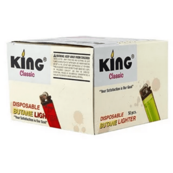 King Classic Disposable Butane Lighters Assorted Colors 50 Lighters (Pack Of 1)