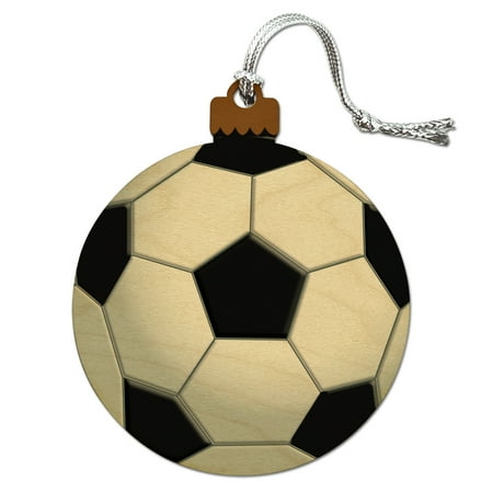 Football Player Ornament - Soccer Ball Football Wood Christmas Tree Holiday Ornament