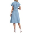 thumbnail image 3 of INSPIRE CHIC Women's Denim Casual Button Down Short Sleeves Belted Midi Dress S Blue, 3 of 6