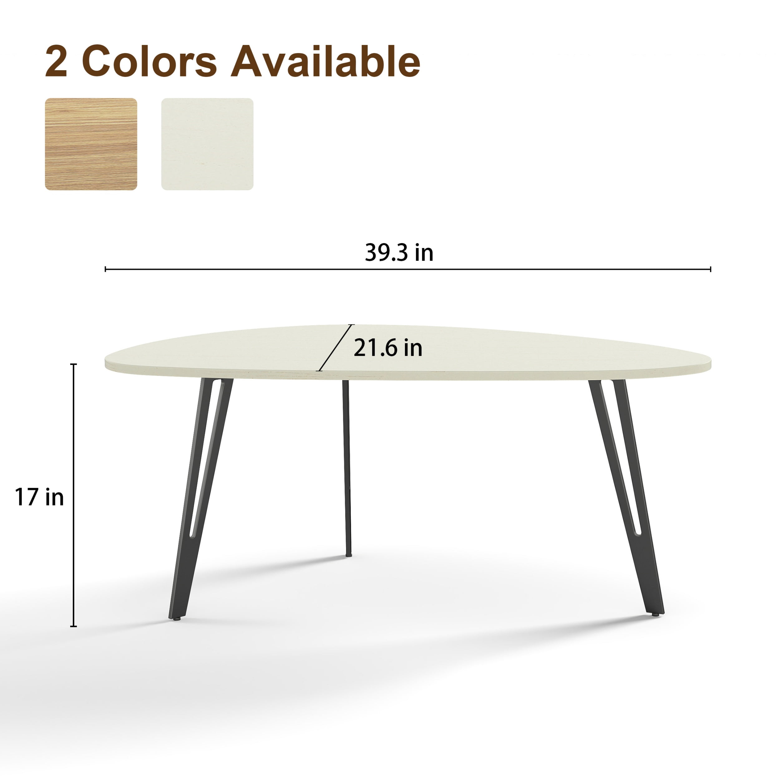 Manxile Modern White Coffee Table for Small Spaces, Triangle Coffee Table for Living Room,Home Office, Rustic White