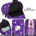 thumbnail image 4 of Sling Backpack,Purple Halloween Pattern Sling Bag with Water Bottle Holder,Waterproof Sling Bag for Men/Women with Headphone Jack for Hiking,Travel, 4 of 6