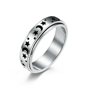 Black Friday Deals 2021! Holiday Time Delarsy Fashion Stainless Steel Ring Sand Blast Outer Band Spins Ring Wonderful Gift