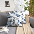 thumbnail image 2 of Nautical Coastal Throw Pillow Covers Set of 2 Beach Themed Ocean Coral Sea Turtle Decorative Pillow Cases Outdoor Sofa Cushion Cover for Bedroom Living Room, 18x18, Blue, 2 of 6
