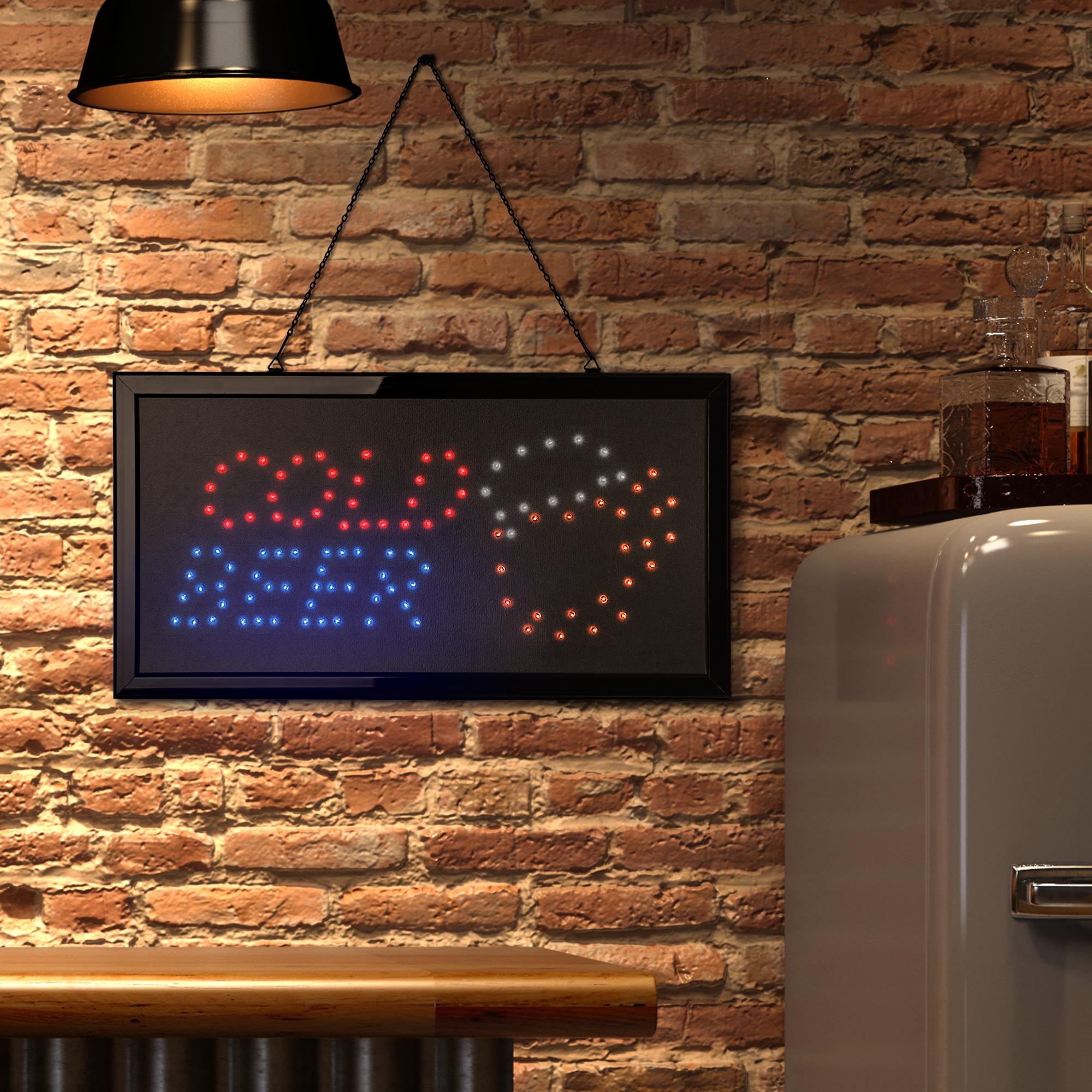 American Art Decor Officially Licensed Cold Beer Framed Flashing LED Marquee Wall Decorative Sign (19"x10")