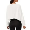thumbnail image 2 of Women Long Sleeve Crew Neck Loose Fit Casual Cropped Sweatshirts Tops, 2 of 6