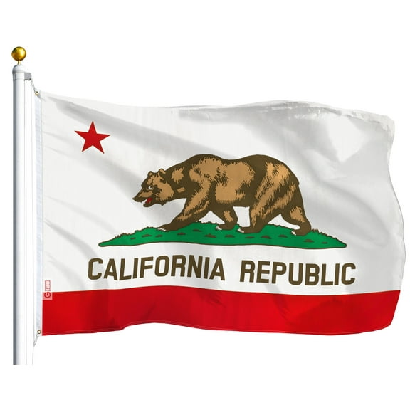 G128 - 3' x 5' Polyester California STATE FLAG Republic CA USA Grommets Bear America