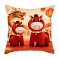 thumbnail image 2 of Uuiauoio Horse Zodiac Pillow Cover Flocked Plush Cute Animal Design Throw Pillow Case for Sofa Bed Living Room Home Decor Year of the Horse Theme, 2 of 6