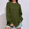 thumbnail image 4 of Cotton Sweatshirt for Womens Ultra Soft Textured Athletic Stretch Pullover Sweater Blouses Crew Neck Tops Long Sleeve Blouse Comfort Casual Sweaters with Thumb Hole, 4 of 6
