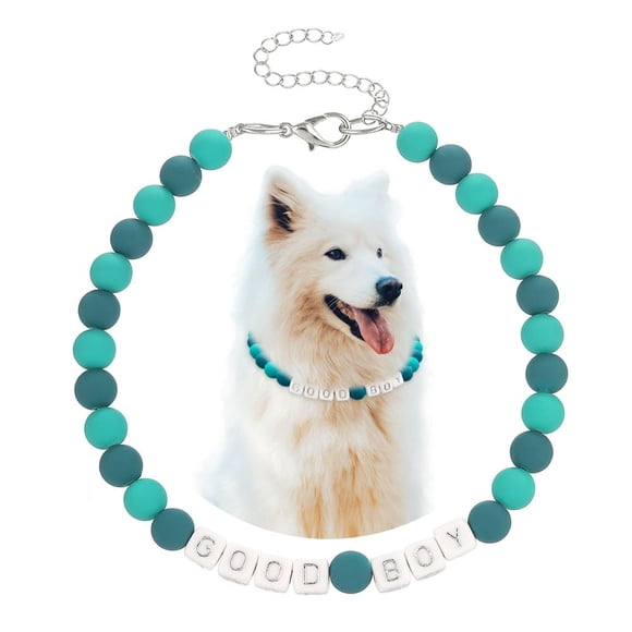 Dog Beaded Necklace | Adjustable Beaded Durable Dog Necklace | Cute Fashion Pet Collar | Good Girl Jewelry Pink Beaded Puppy Accessories | Pet Necklace Gift 16 inches