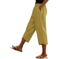 thumbnail image 3 of FENGGHAO Women's Summer Linen Cotton Pants Elastic Waist 7/8 Cropped Trousers Lightweight Casual Loose Fit Pants For Daily & Vacation Wear, 3 of 6