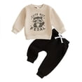 thumbnail image 4 of Boys 2 Piece Outfits Long Sleeve Sweatshirt Top Sweatpants Fall Winter Clothing Set 6-12 Months 12-24 Months 2T 3T 4T 5T 6T 7T 8T 9T Children(Khaki,3-4 Years), 4 of 4