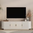 thumbnail image 2 of SESSLIFE 67" Fluted TV Stand for TVs up to 75", Modern Entertainment Center with Storage Cabinet and Sliding Tambour Doors, Curved Media Console for Living Room, White, 2 of 8