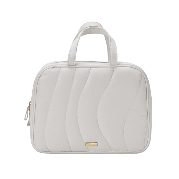 Conair Gray Wavy Quilted Weekender Cosmetic Bag with Hanging Capability, 1 Count