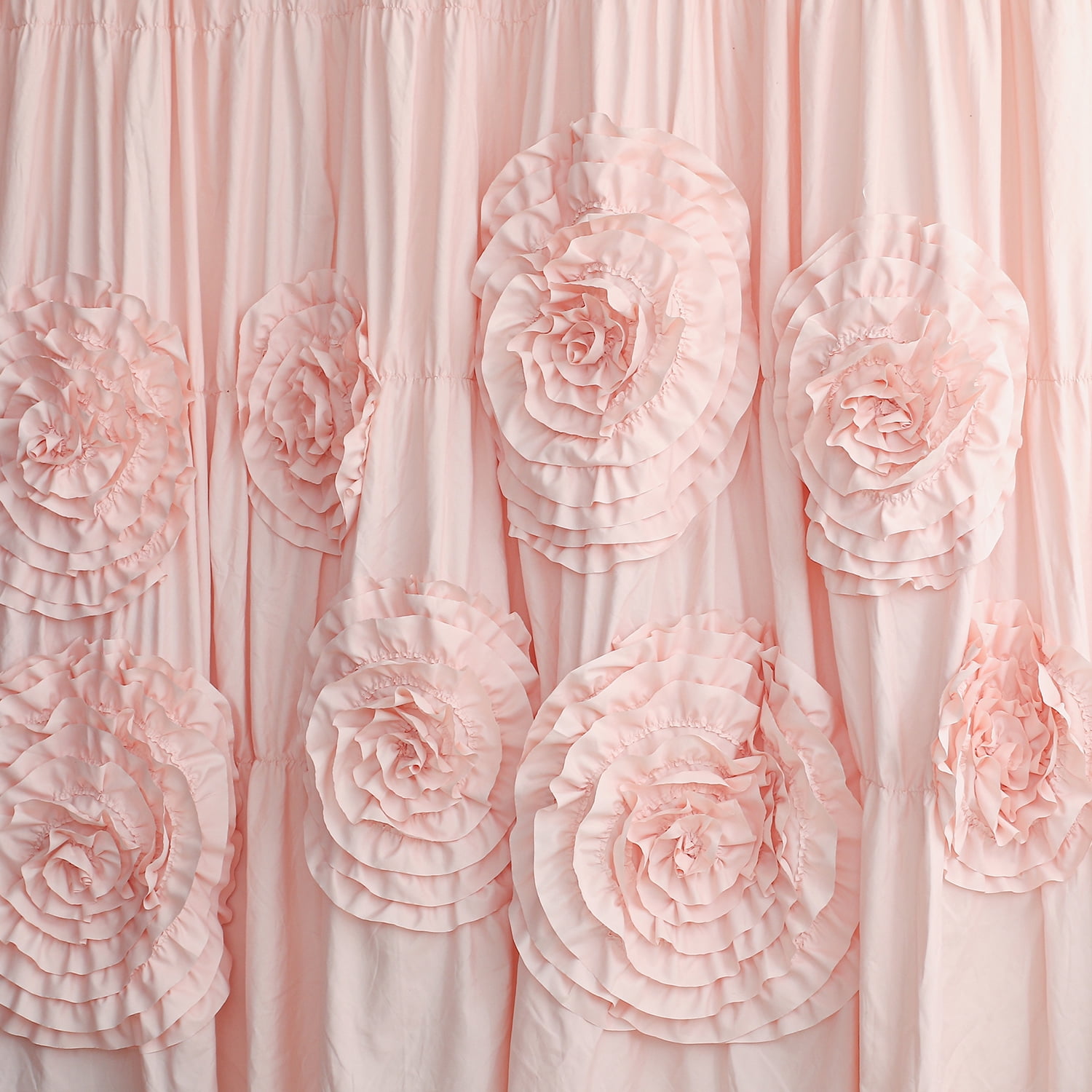 HIG Boho Ruffled Shower Curtain - Oversized Floral Print, Heavy Fabric with Elegant Draping for Bathroom, 72"x72", Peach