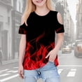 thumbnail image 2 of DeHolifer Girls Shirt Short Sleeve T-Shirts Off Shoulder Tops Cotton Tees Summer Tshirts for Kids 3-12 Years, 2 of 8