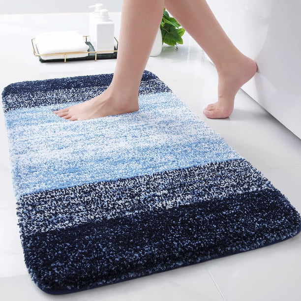 Alfombra de baño Arotive de microfibra absorbente, 60 x 40 cm, color azul