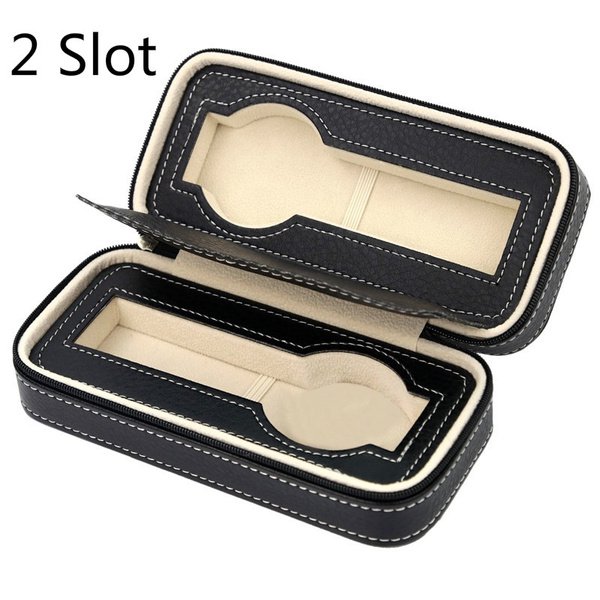 2 ranuras caja de reloj con cremallera portátil bolsa de almacenamiento de reloj, negro ShuxiuWang 9024735214618