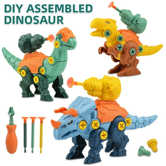 Taotanxi Take Apart Dinosaurs Toys for Kids 3-5, with Drill, STEM Educational Toys Pack of 3