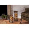 thumbnail image 2 of Gerson 17.5-Inch Tall Rustic Lantern with Wood Base and Top and Die Cut Galvanized Metal Body, 2 of 2