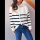 thumbnail image 5 of Suéteres de Larga con Bloques de Color para Mujer, Blusas A Rayas, Cárdigan de Punto con Botones y Abertura Frontal, Abrigos y Chaquetas. L, 5 of 9