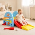 thumbnail image 6 of ICEELF 5-in-1 Kids Slide for Toddlers Ages 1-3, Indoor Outdoor Baby Slide with Basketball Hoop, Golf & Baseball Set, Blue, 6 of 8