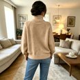 thumbnail image 4 of Womens Sweaters Button Front Chunky Knit Cardigan High Neck Long Sleeve Fall Winter Casual Coats, 4 of 4