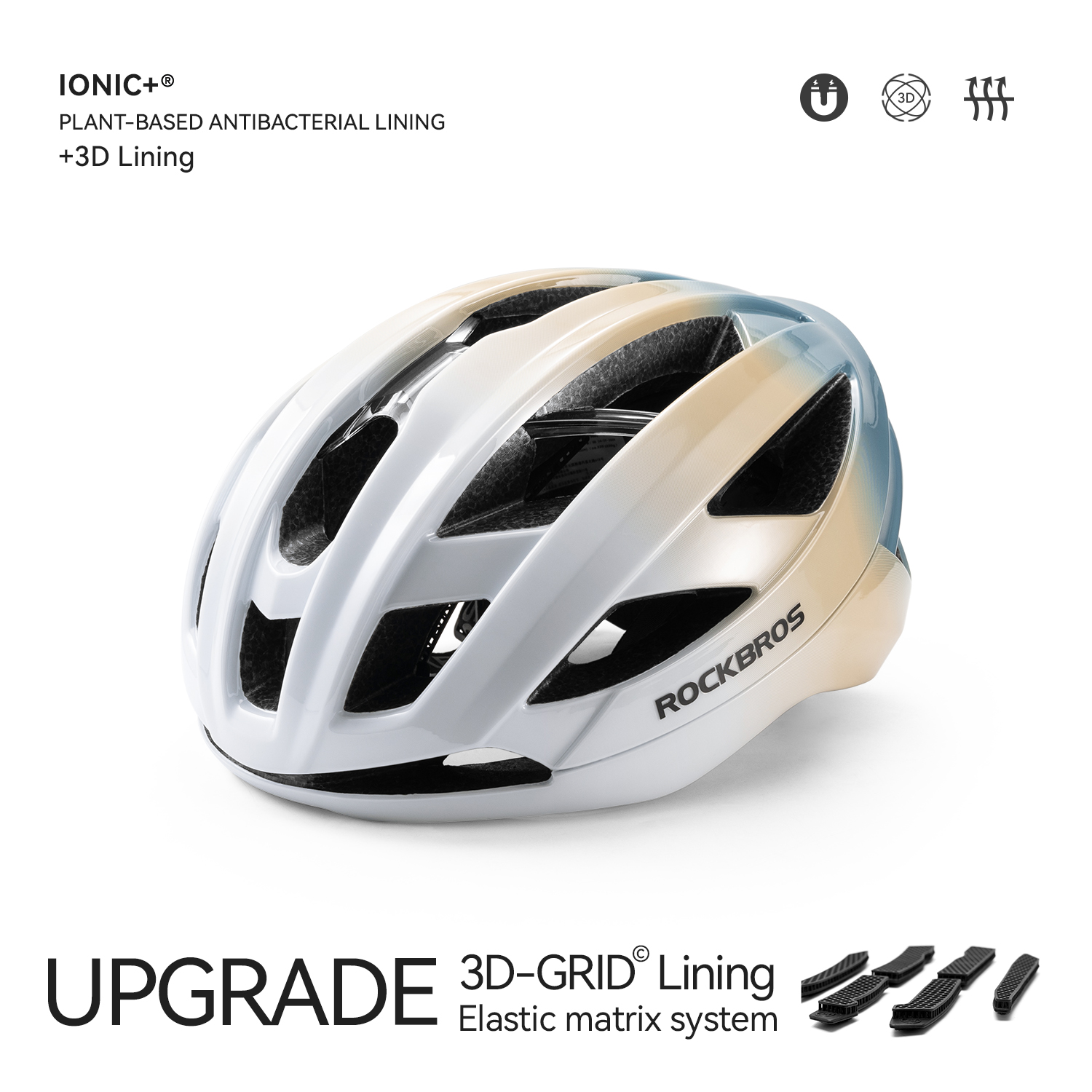 ROCKBROS Cycling Helmet Keel Structure Hardcore Protection One-piece 3D Lining Modling Quick-release Magnetic Buckle Bike Helmet
