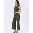 thumbnail image 4 of DARING DIVA Women's Casual Sleeveless Crew neck Wide Leg Jumpsuits L Green, 4 of 6