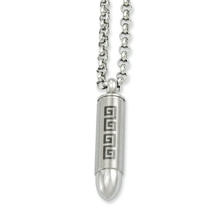 - Stainless Steel Greek Key Design Bullet Pendant Chain Necklace Charm Gifts For Women For Her