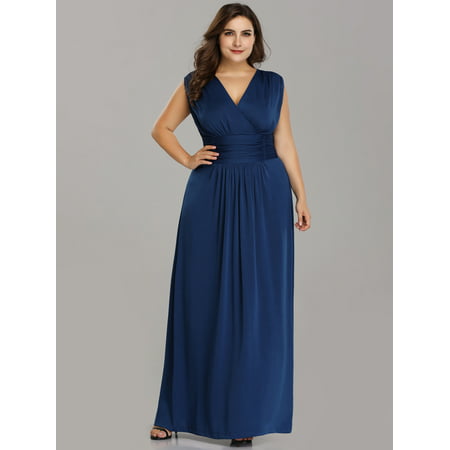 Ever-Pretty Women's Plus Size V Neck Sleeveless Wedding Party Mother of the Groom Dresses for Women 07661