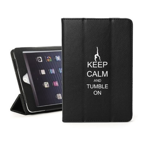 Black Tumble Leather For Apple iPad Mini 4 Black Leather Magnetic Smart Case Cover Keep Calm and Tumble On ()